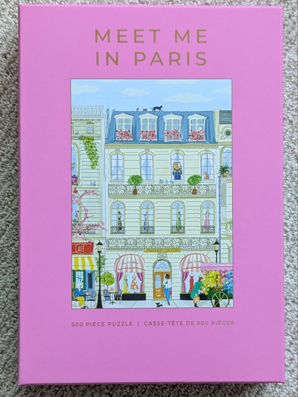 Hobbry Meet Me in Paris 500 Piece Jigsaw Puzzle Parisian Cafe Pink Box